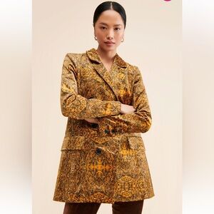 New  WOT SOLD OUT FREE PEOPLE Printed Cosmo GOLD JACKET Blazer SIZE SMALL
